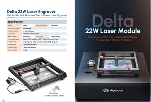 AlgoLaser Delta 22w Laser Engraver Machine 400 x 400mm